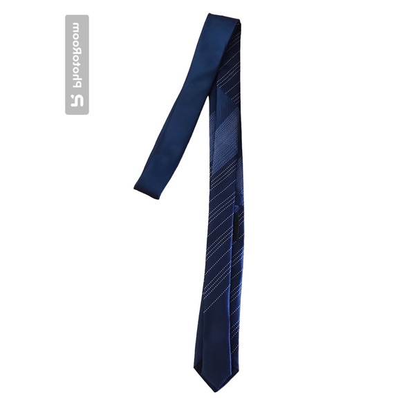 JF J Ferrar Men's Blue, White Neck Tie - Picture 3 of 6